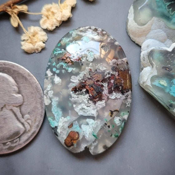 Sugar Water Flower Agate Oval Cabochon