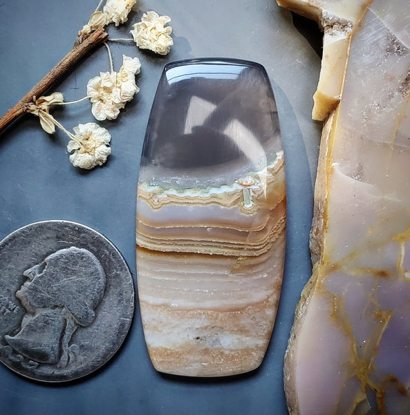 Saturn Chalcedony Cushion Cut Cabochon