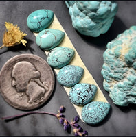 Natural Hubei Turquoise Drop Calibrated Set Cabochon
