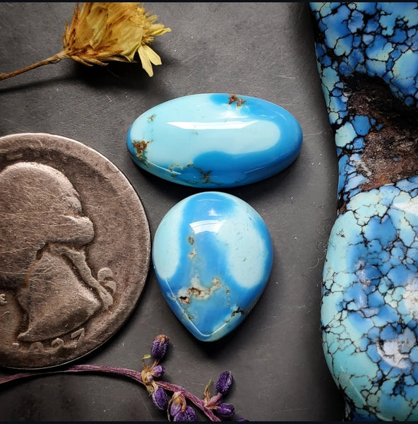 Golden Hills Turquoise Drop Oval Set Cabochon