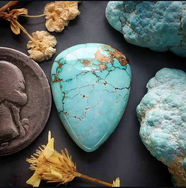 Natural #8 Turquoise Drop Cabochon