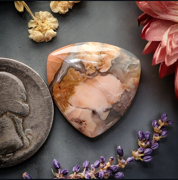 Brecciated Pink Tiffany Stone Trillion Cabochon