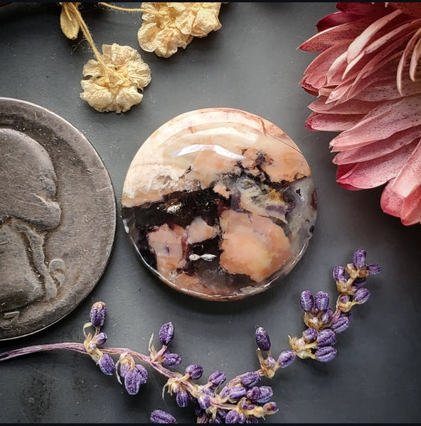 Brecciated Pink Tiffany Stone Round Cabochon