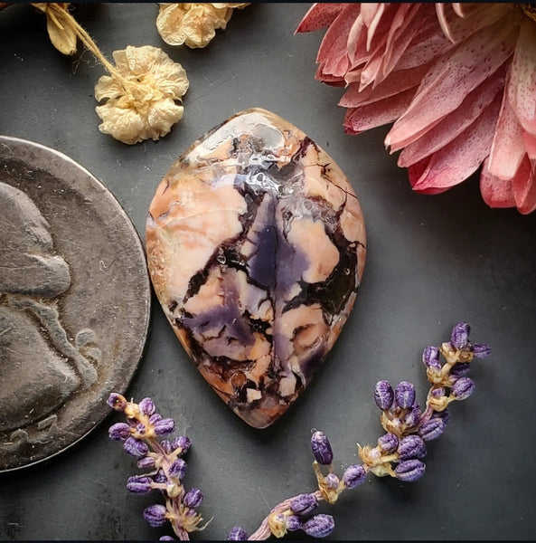 Brecciated Pink Tiffany Stone Drop Cabochon