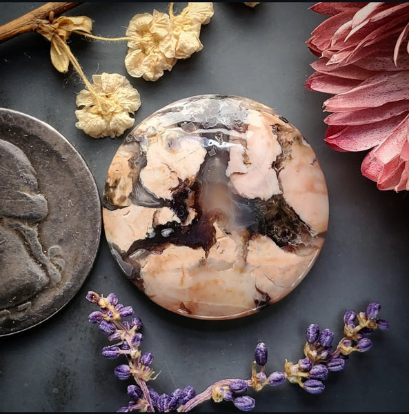 Brecciated Pink Tiffany Stone Round Cabochon