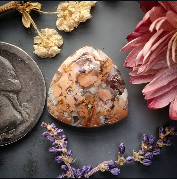 Brecciated Pink Tiffany Stone Trillion Cabochon