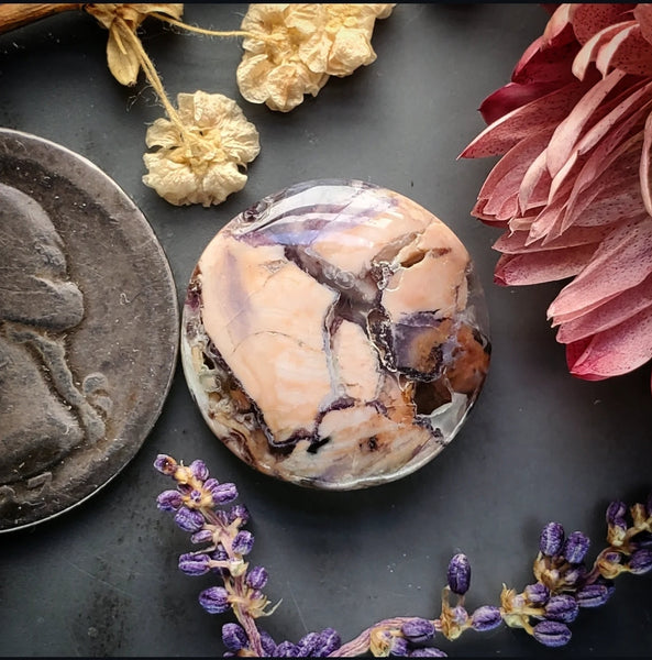 Brecciated Pink Tiffany Stone Round Cabochon