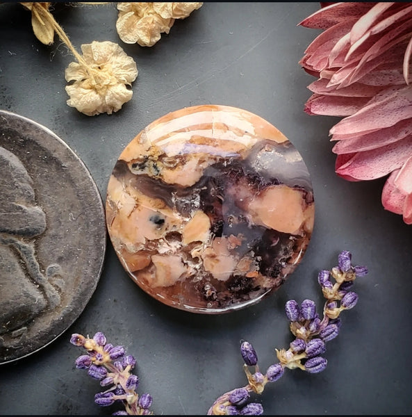 Brecciated Pink Tiffany Stone Round Cabochon
