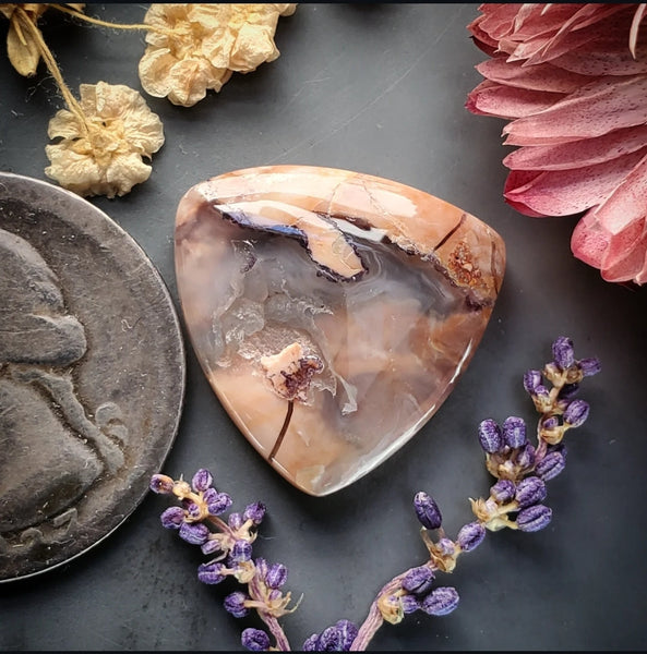 Brecciated Pink Tiffany Stone Trillion Cabochon