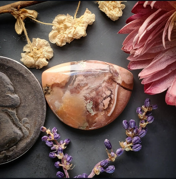 Brecciated Pink Tiffany Stone Half Moon Cabochon