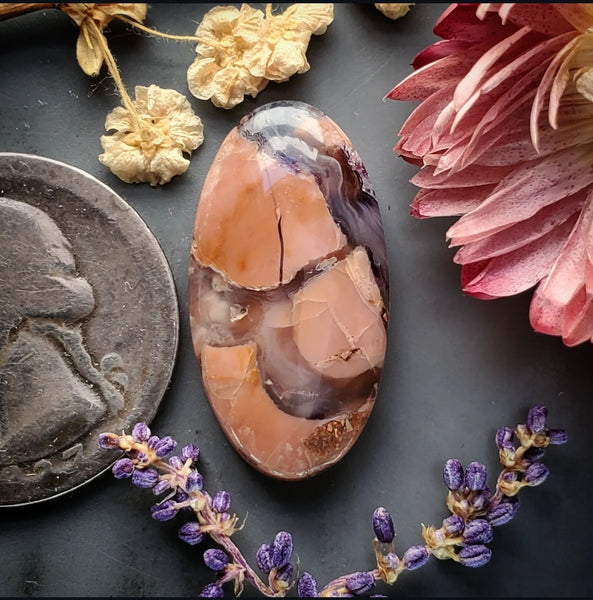 Brecciated Pink Tiffany Stone Oval Cabochon