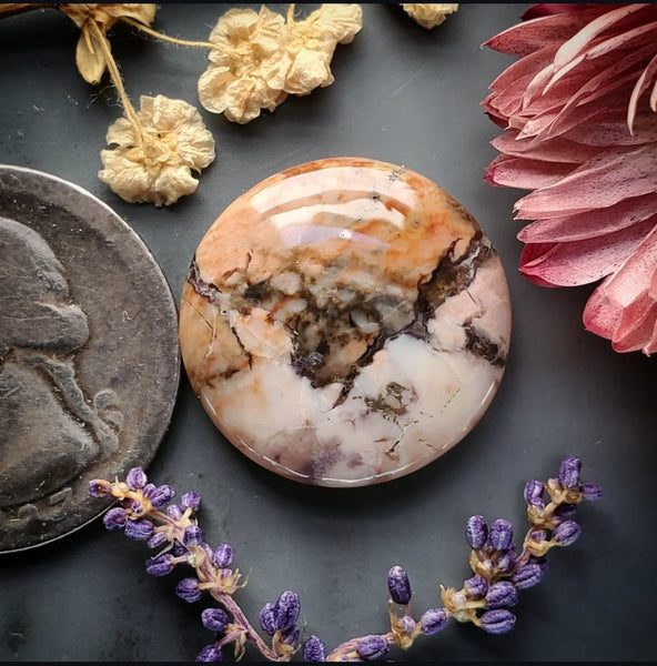 Brecciated Pink Tiffany Stone Round Cabochon