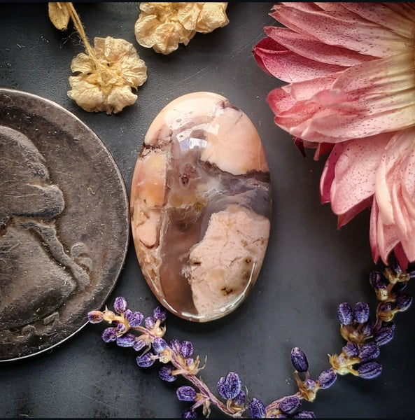 Brecciated Pink Tiffany Stone Oval Cabochon
