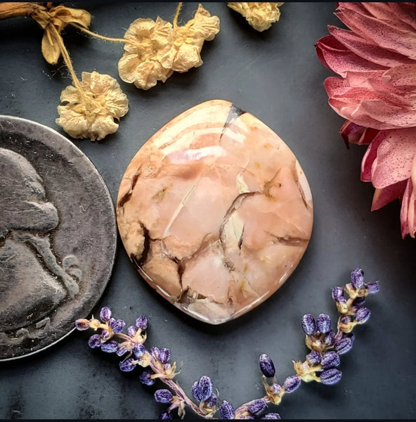 Brecciated Pink Tiffany Stone Marquise Cabochon