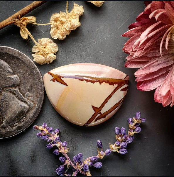 Red Falcon Jasper Half Moon Cabochon