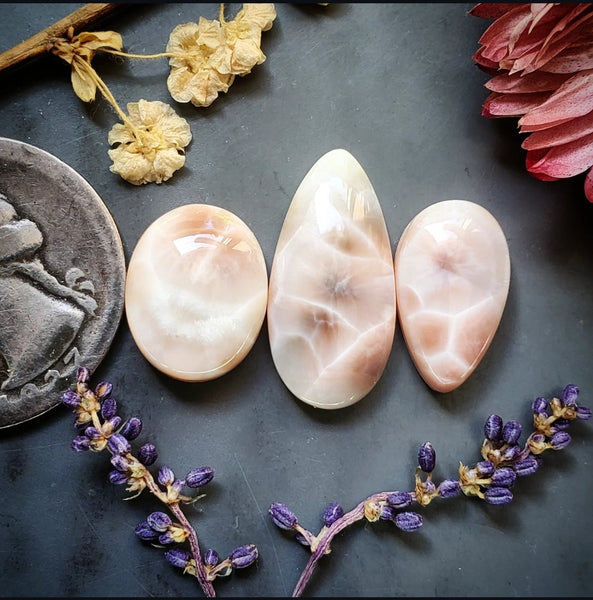 Natrolite Drop Oval Set Cabochon