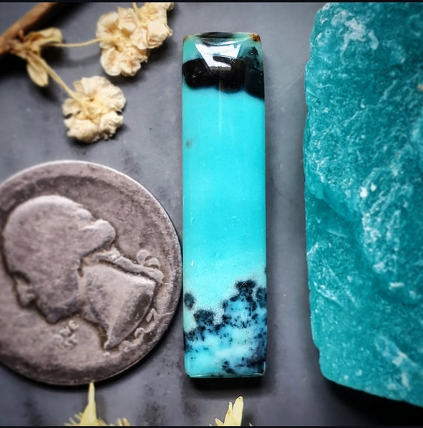 Bacan Chrysocolla Chalcedony Bar Cabochon