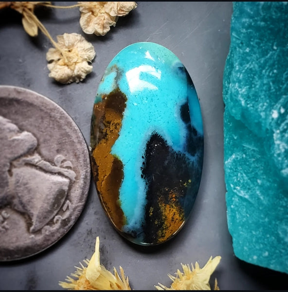 Bacan Chrysocolla Chalcedony Oval Cabochon