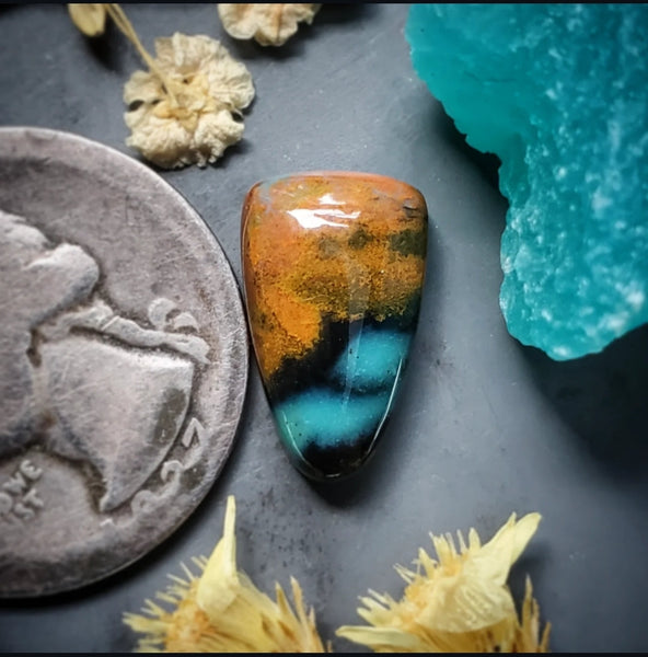 Bacan Chrysocolla Chalcedony Drop Cabochon