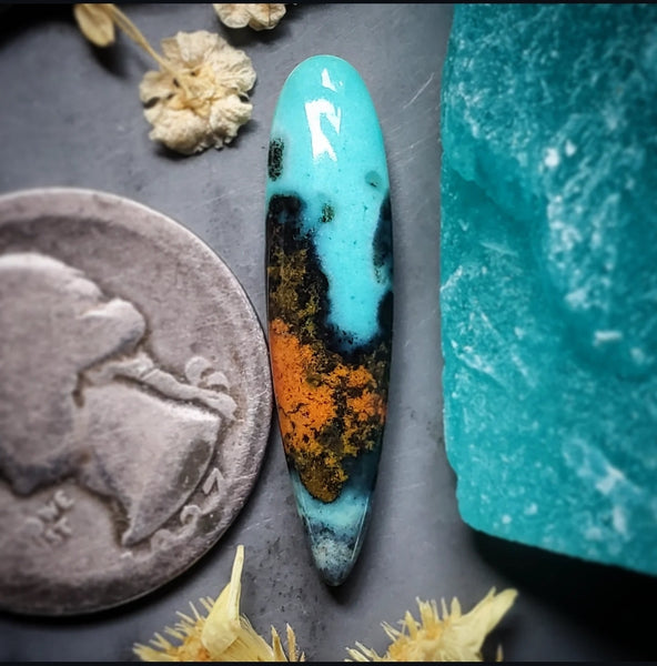 Bacan Chrysocolla Chalcedony Drop Cabochon