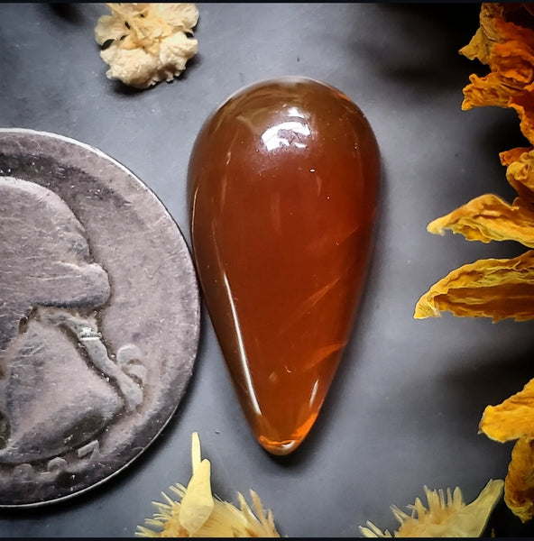 Oregon Fire Opal Drop Cabochon