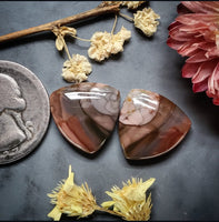 Imperial Jasper Trillion Earring Pair Cabochon