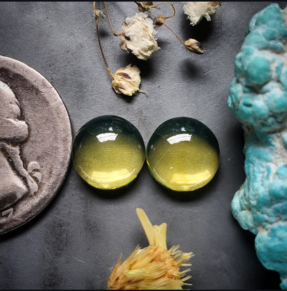 Chiapas Amber Round Earring Pair Cabochon