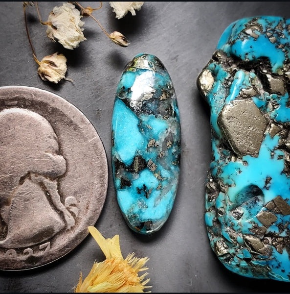 P. Blue Turquoise Oval Cabochon