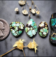 Polychrome Hubei Turquoise Petal Oval Trillion Set Cabochon