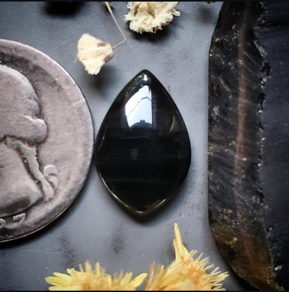 Obsidian Petal Cabochon