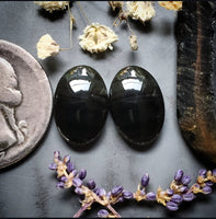 Obsidian Oval Earring Pair Cabochon