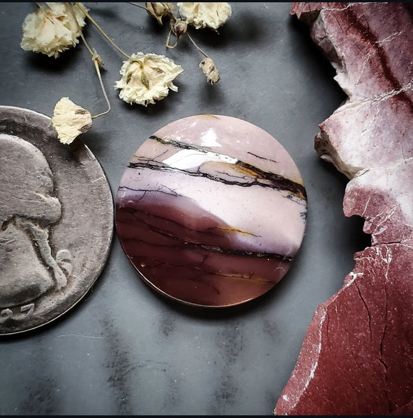Lilac Brecciated Mookaite Round Cabochon