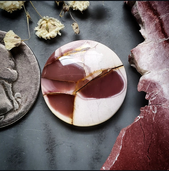 Lilac Brecciated Mookaite Round Cabochon