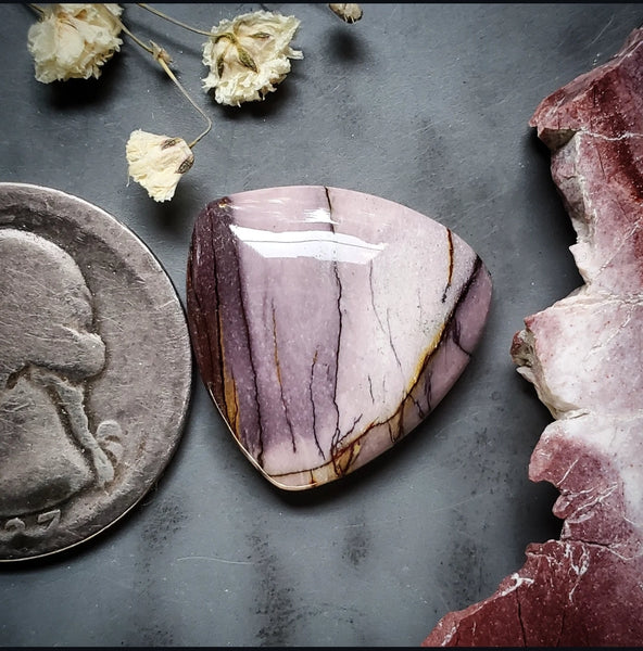 Lilac Brecciated Mookaite Trillion Cabochon