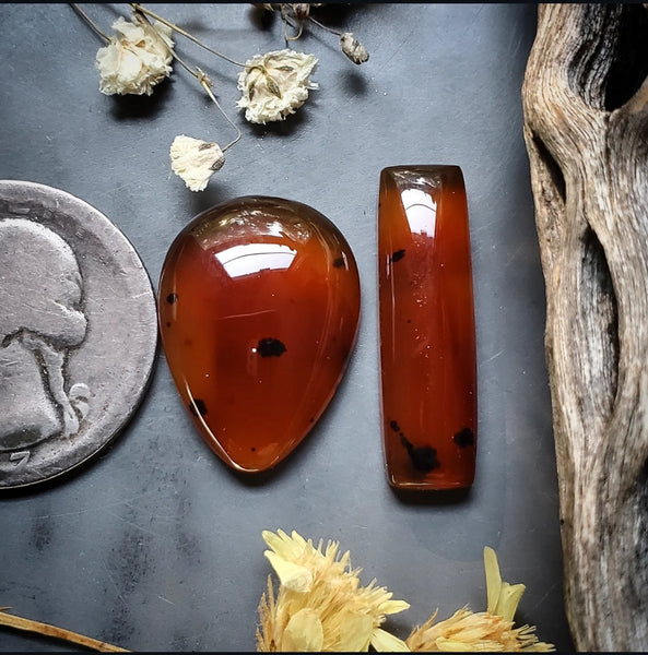 Montana Agate Drop Bar Set Cabochon