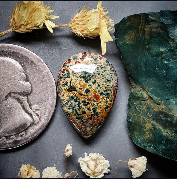 Morning Dew Jasper Drop Cabochon
