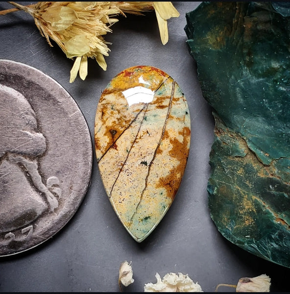 Morning Dew Jasper Drop Cabochon