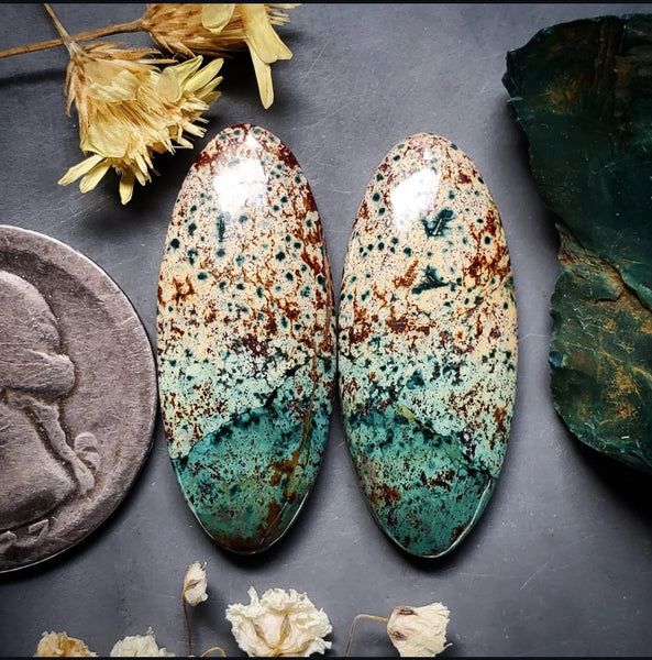 Morning Dew Jasper Oval Set Cabochon