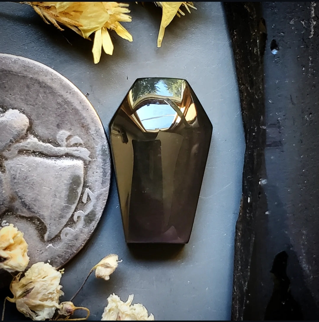 Obsidian Coffin 16x10mm Cab | Turquoise Obsession