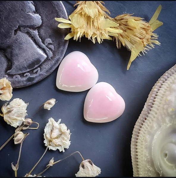Bahamian Pink Conch Shell Hearts (2pc) Cabochon