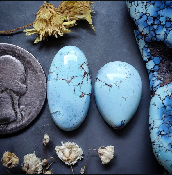 Golden Hills Turquoise Drop Oval Set Cabochon