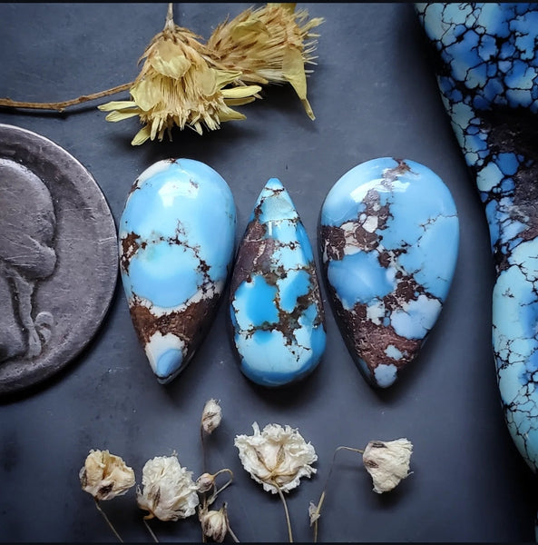 Golden Hills Turquoise Drop Set Cabochon