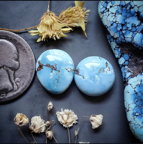 Golden Hills Turquoise Round Drop Set Cabochon