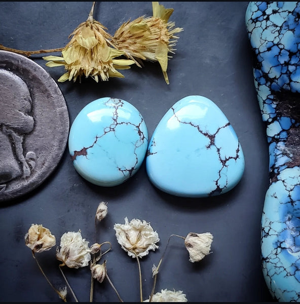 Golden Hills Turquoise Drop Oval Set Cabochon