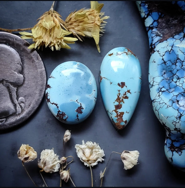 Golden Hills Turquoise Drop Oval Set Cabochon