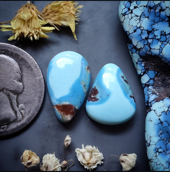 Golden Hills Turquoise Drop Set Cabochon