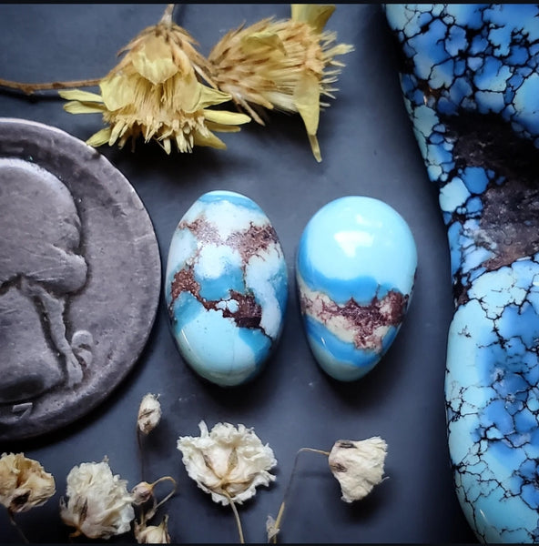 Golden Hills Turquoise Drop Oval Set Cabochon