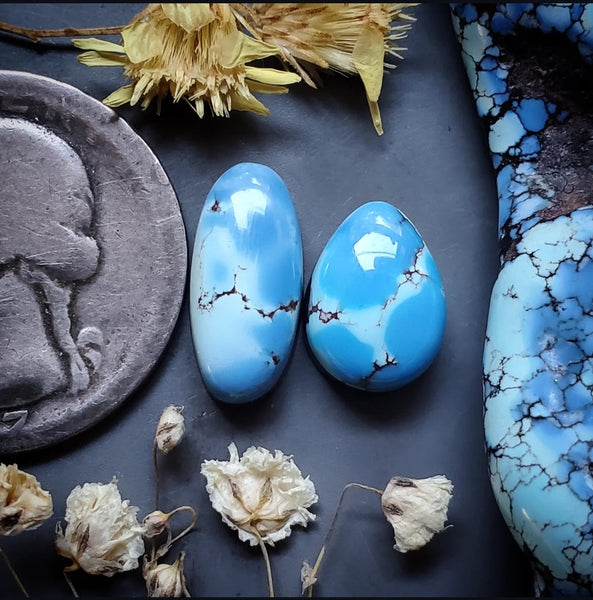 Golden Hills Turquoise Drop Oval Set Cabochon