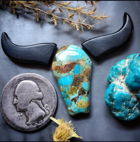 Kingman Cowskull Carving  Cabochon
