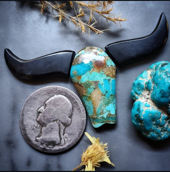 Kingman Cowskull Carving  Cabochon